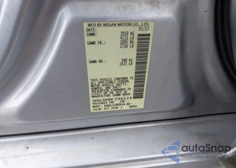 2013 Nissan Altima 2.5 Sl from USA, damaged, VIN 1N4AL3AP6DC294524